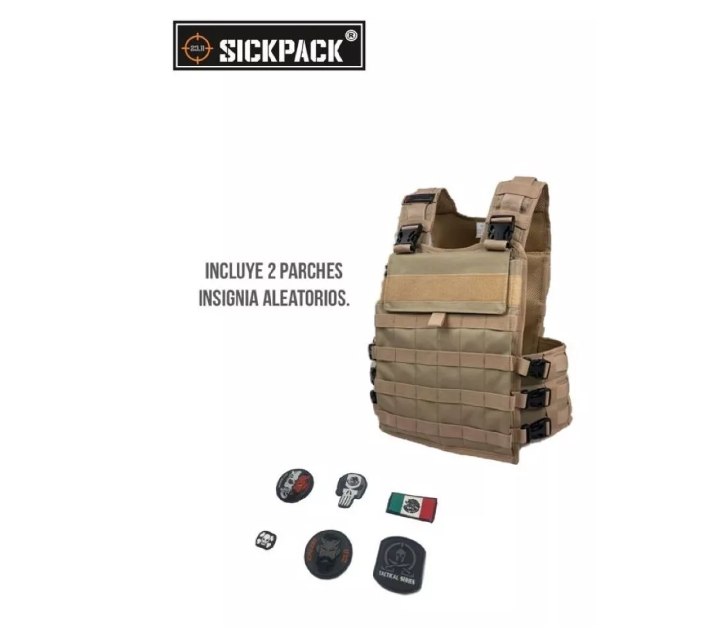 Chaleco, Lastre Porta Placas,seguridad Cross Fit Sick Pack CAFE