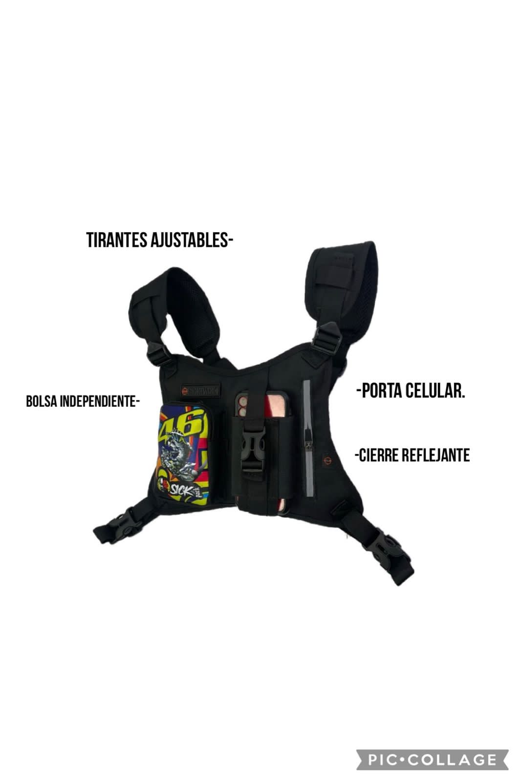Pechera Tactica Fz-9 4 compartimientos + Porta Celular SickPack Top