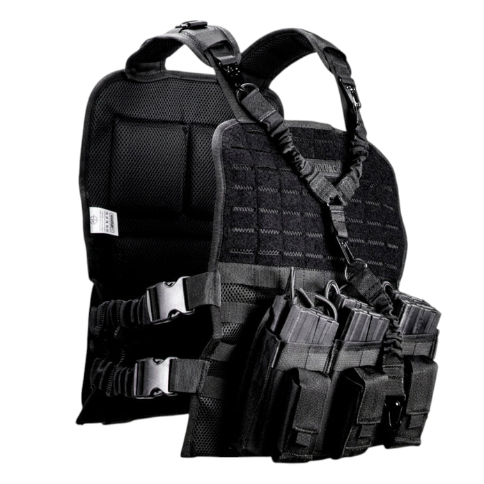 Chaleco Táctico porta placas Bungee 2R, Con accesorios incluidos.