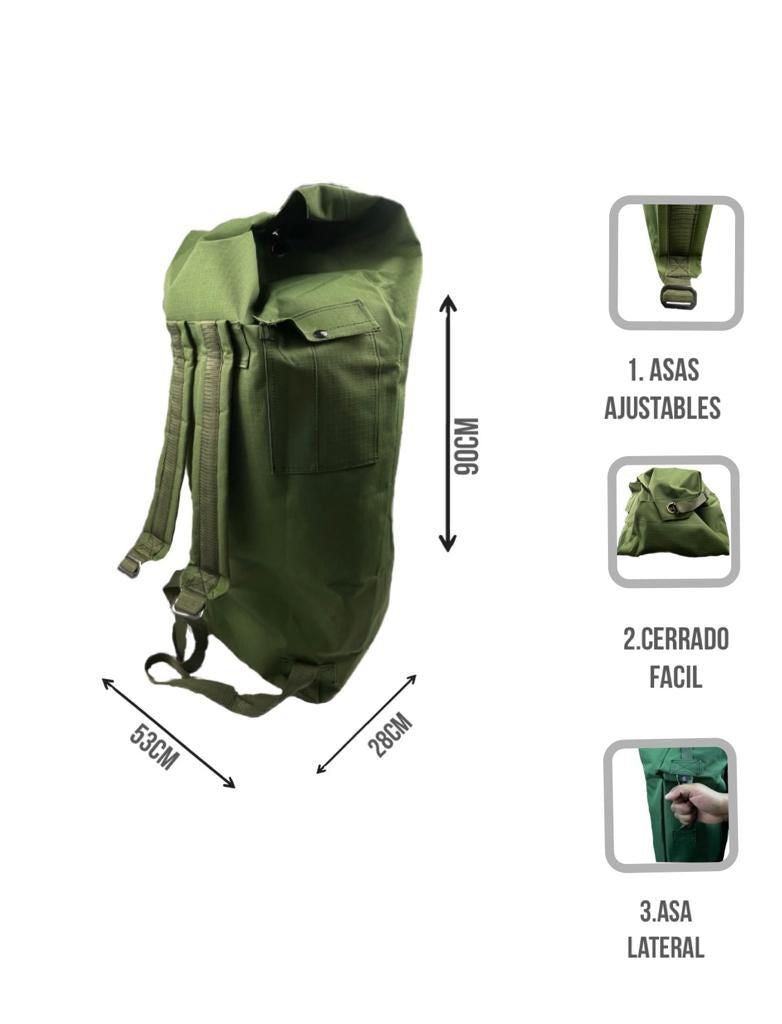 Saco De Avio Militar Colores Mochila Maleta Costal Verde