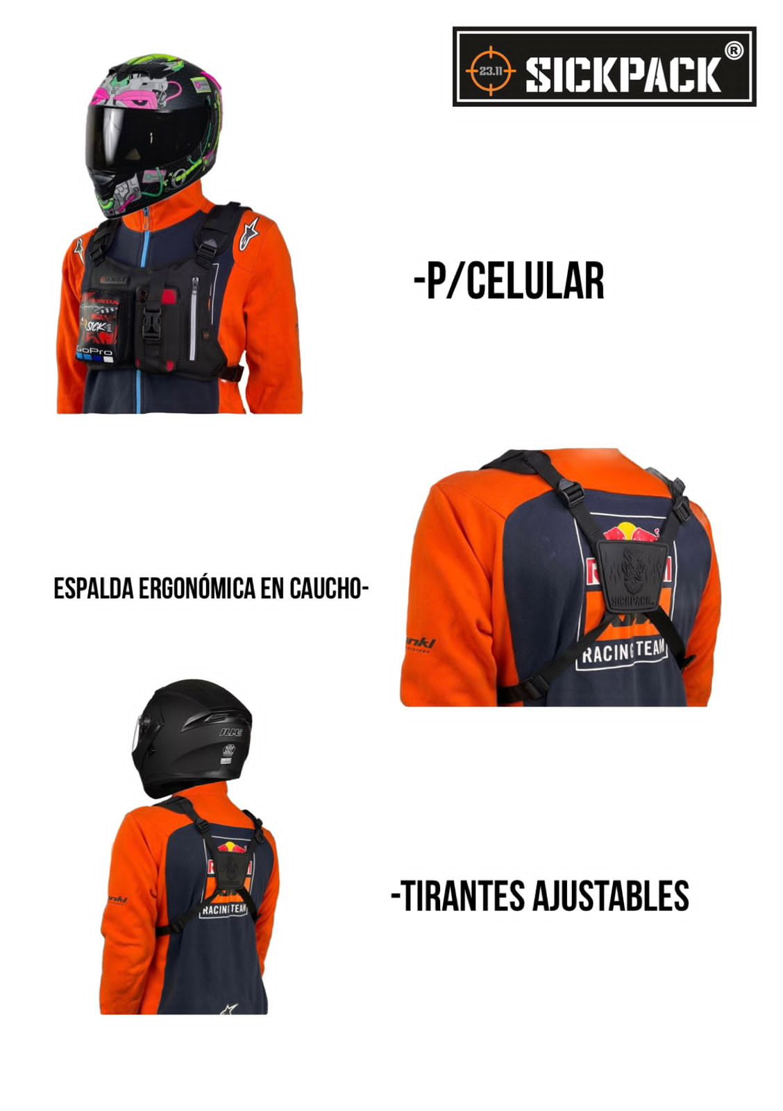 Pechera Tactica Fz-9 4 compartimientos + Porta Celular SickPack Top