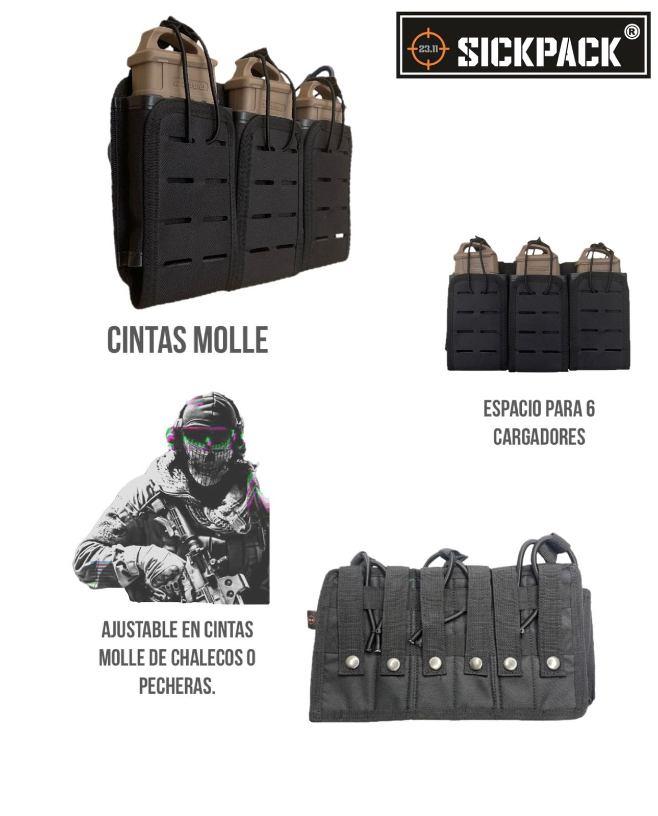 Cartuchera Portacargador Sickpack Tactico Para R15 Cap Molle