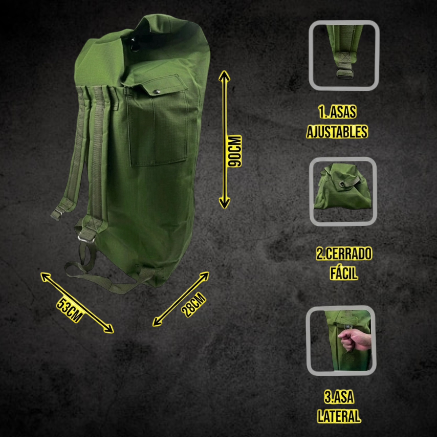 Saco De Avio Militar Colores Mochila Maleta Costal Verde