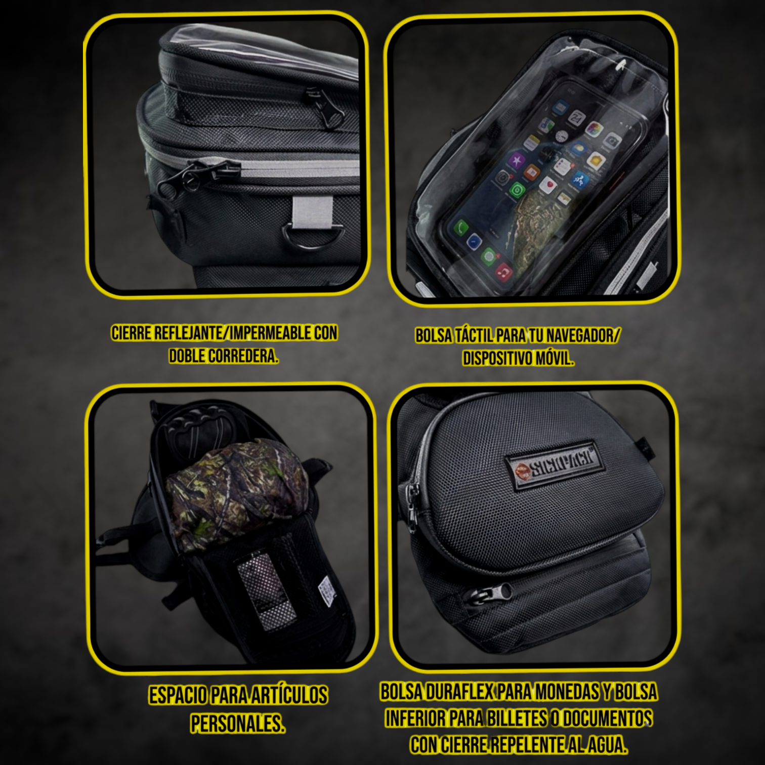 Tank Bag Impermeable Reflejante Sickpack Mochila Motociclista