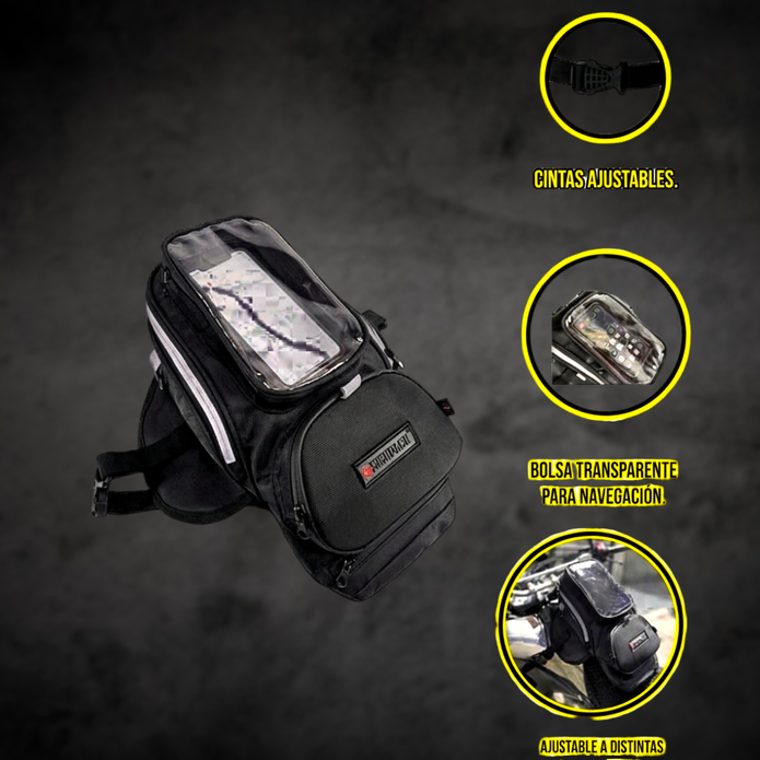 Tank Bag Impermeable Reflejante Sickpack Mochila Motociclista