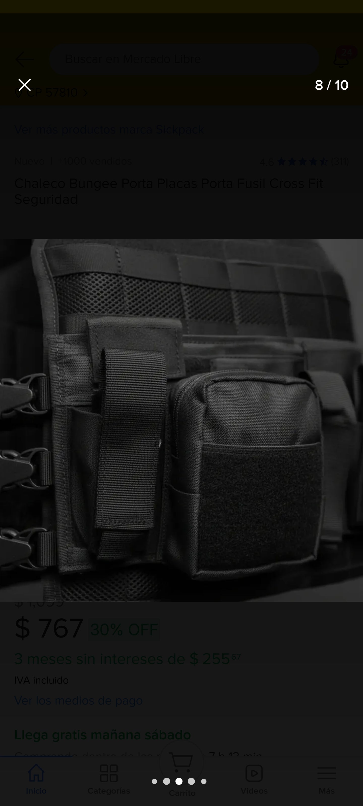 Chaleco Bungee Porta Placas Con Portafusil y Cartuchera Con Sistema Molle