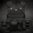 Chaleco Bungee Porta Placas Con Portafusil y Cartuchera Con Sistema Molle