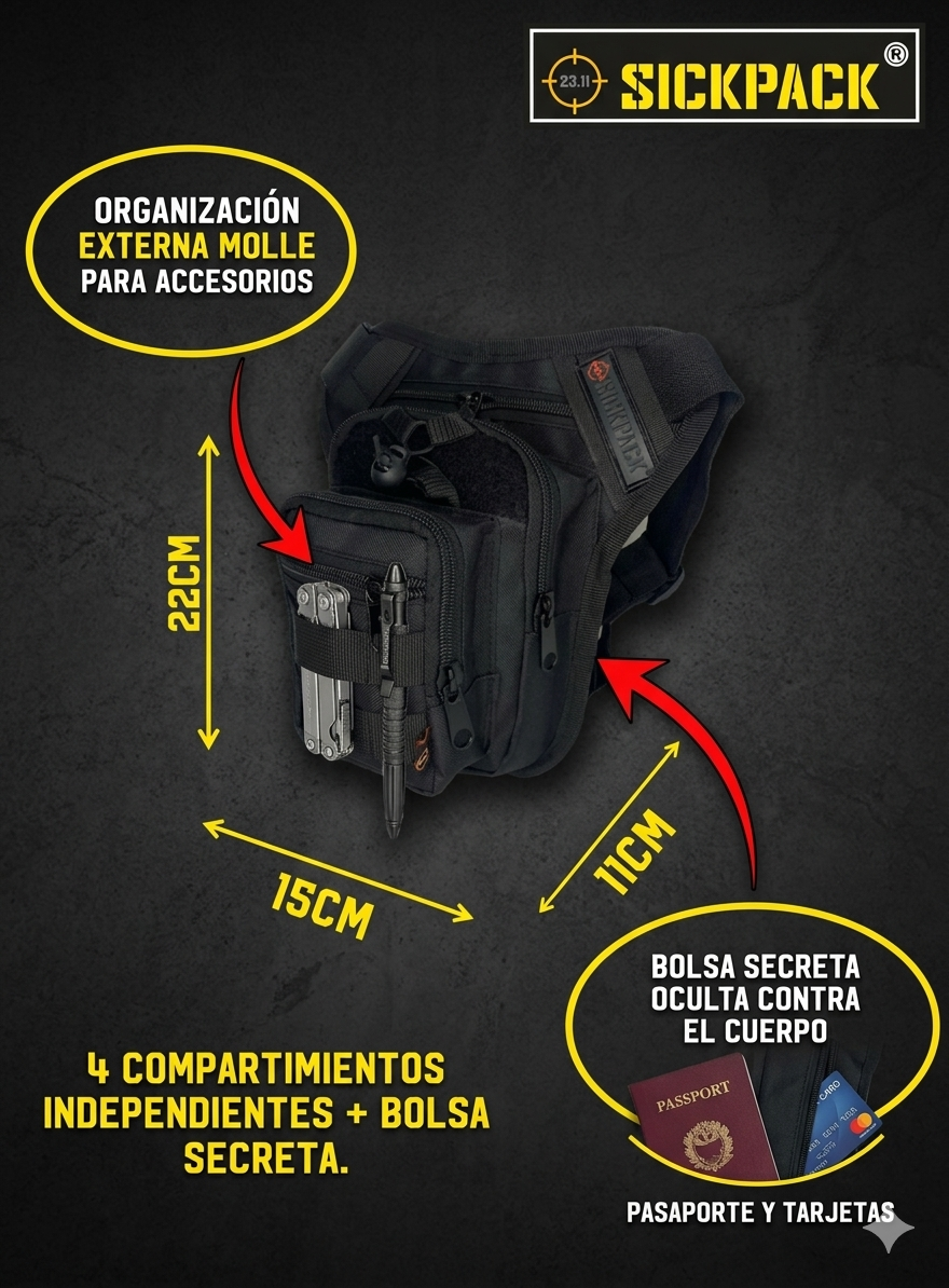 Piernera Riñonera Táctica JB10 Biker Sickpack Multiusos