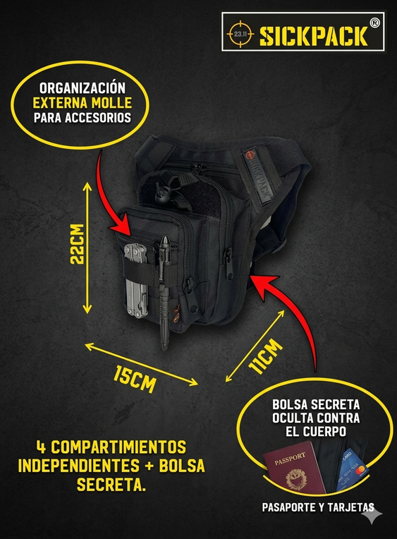 Piernera Riñonera Táctica JB10 Biker Sickpack Multiusos