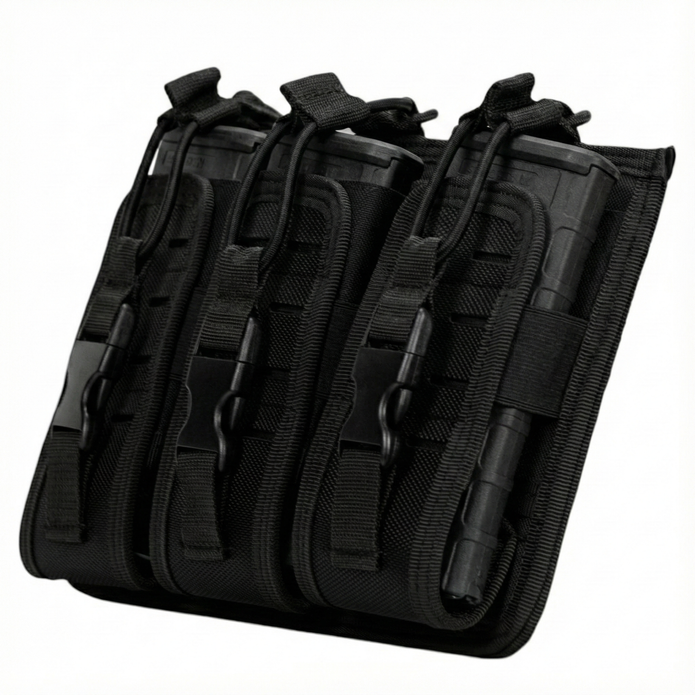 Porta Cargador Táctico SFM de 3 Compartimentos, Capacidad de 6 Cargadores.