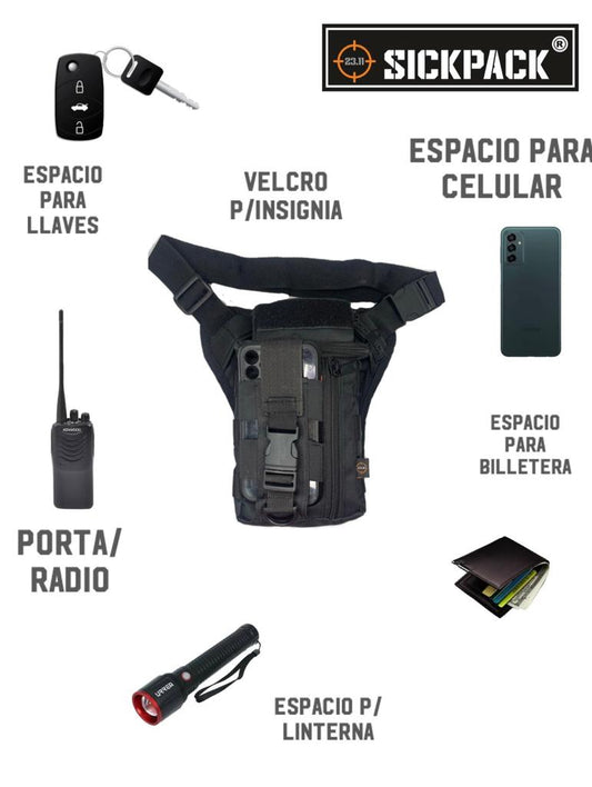 Piernera Táctica Jb11 Sickpack P Celular Bolsa Secre +parche